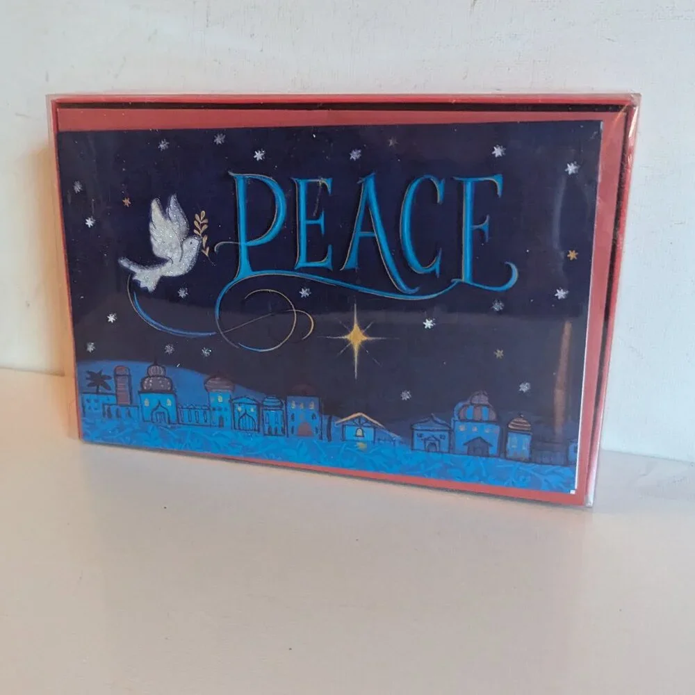 NWT 16 Dove Peace Blue Christmas Cards American Greetings Sealed Box Holiday NEW